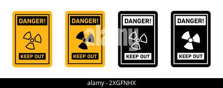 Danger high radiation area keep out sign vector logo set collection for web app ui Stock Vector