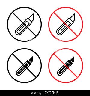 Do not cut sign vector logo set collection for web app ui Stock Vector