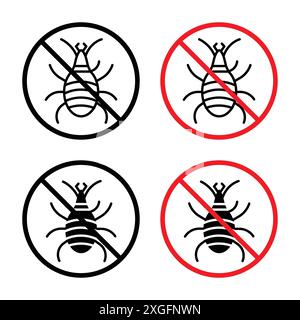 Mite in the prohibition sign vector logo set collection for web app ui Stock Vector