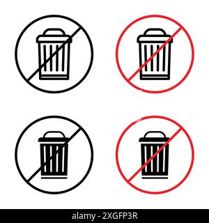 No trash icon vector logo set collection for web app ui Stock Vector