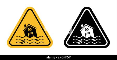 Flood disaster sign vector logo set collection for web app ui Stock Vector