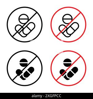 No drugs sign vector logo set collection for web app ui Stock Vector