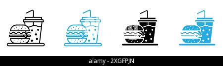 Hamburger and soft drink cup icon vector logo set collection for web app ui Stock Vector