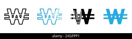 Korean won icon vector logo set collection for web app ui Stock Vector