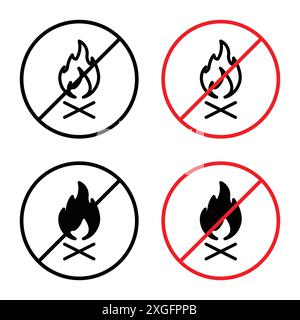 No fire sign vector logo set collection for web app ui Stock Vector