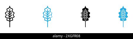 Oak leaf with veins icon vector logo set collection for web app ui Stock Vector
