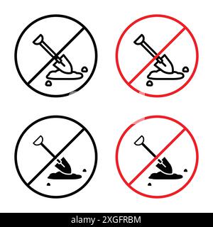 No digging sign vector logo set collection for web app ui Stock Vector