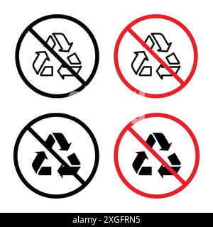 Recycle prohibition sign vector logo set collection for web app ui Stock Vector