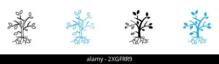 Tree with roots and leaves icon vector logo set collection for web app ui Stock Vector