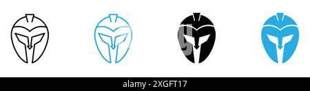 Warrior mask icon vector logo set collection for web app ui Stock Vector