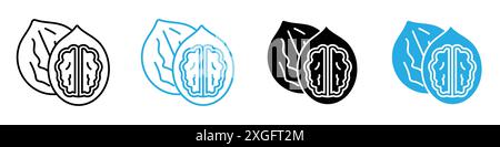 Walnut icon vector logo set collection for web app ui Stock Vector