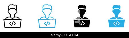 Programmer icon vector logo set collection for web app ui Stock Vector