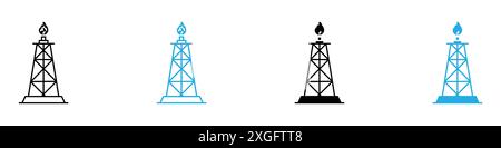 Shale gas rig icon vector logo set collection for web app ui Stock Vector