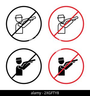 Stop hunting sign vector logo set collection for web app ui Stock Vector
