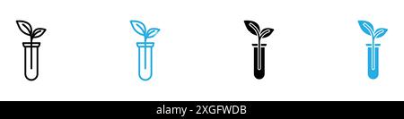 Test tube with plant icon vector logo set collection for web app ui Stock Vector