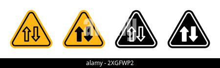 Two way traffic sign vector logo set collection for web app ui Stock Vector