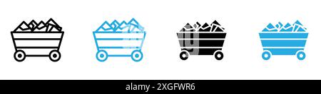 Trolley with coal icon vector logo set collection for web app ui Stock Vector