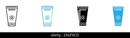 Suntan cream icon vector logo set collection for web app ui Stock Vector