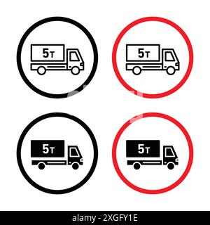 Weight limit traffic sign vector logo set collection for web app ui Stock Vector