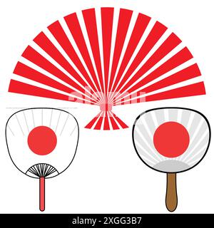 Japanese Hand fan icons Stock Vector