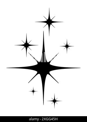 Retro sparkle icons collection. Set of star shapes. Templates for design, banners, logo, and business cards. Vector illustration Stock Vector