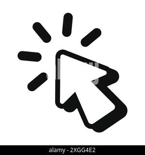 Mouse pointer arrow clicked or cursor click line art icon for apps and websites Stock Vector