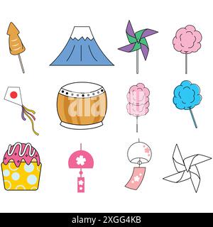 Japanese style material in summer Stock Vector