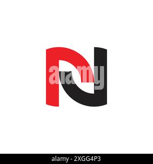 letter rn linked curves colorful lines simple logo vector Stock Vector