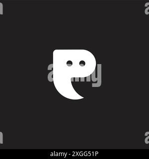 letter p cute smile talk kid symbol logo vector Stock Vector
