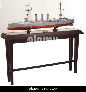 A model of SMS 'Emden', a light cruiser of the German Imperial Navy, Complete model in a scale of 1:100. Length 120 cm, PROPERTY-RELEASED Stock Photo