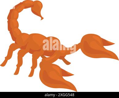 Cartoon orange scorpion raising claws with tail curved over body Stock Vector