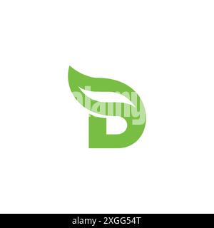 letter d simple curves leaf logo vector Stock Vector