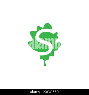 letter s leaf green simple curves logo vector Stock Vector