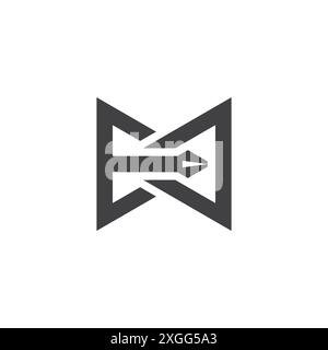 letter e m pen tool simple triangles logo vector Stock Vector