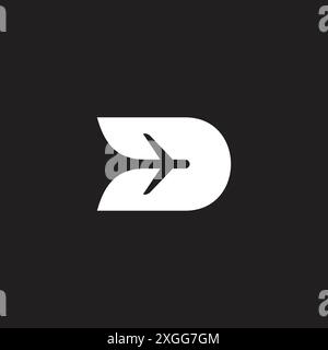 letter d swoosh arrow jet plane logo vector Stock Vector