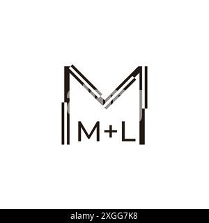 letter ml simple pixel geometric motion abstract logo vector Stock Vector