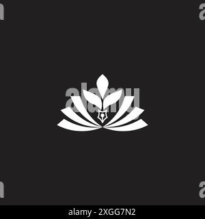 pen book leaf education school simple geometric logo vector Stock Vector