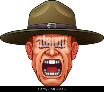 Drill Instructor Sergeant Bootcamp Army Soldier Stock Vector