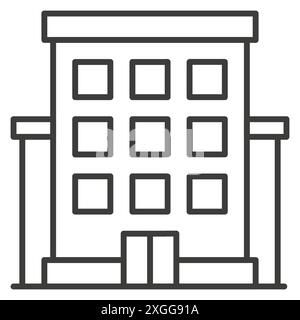 Hotel building outline. Vector line-art illustration isolated on white ...