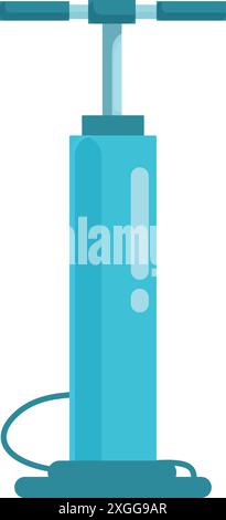 Blue air pump standing ready for inflating tires, balls and other objects Stock Vector