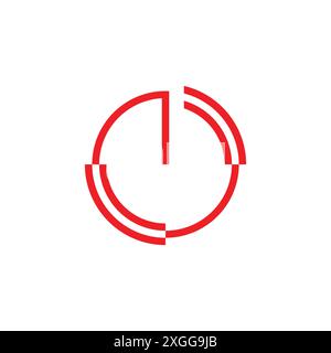 power button circles pixels motion simple logo vector Stock Vector