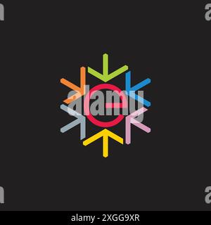 letter e colorful center arrows round circle logo vector Stock Vector