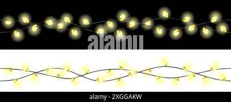 String Line Christmas Decoration Lights Seamless Stock Vector