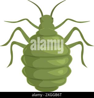 Green aphid bug with segmented body and long legs crawling on a white background Stock Vector
