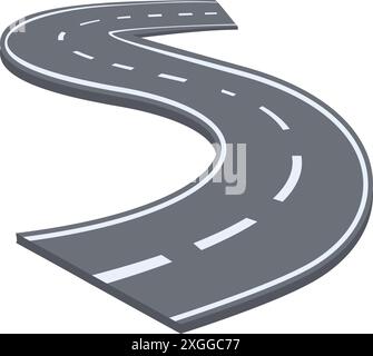 Winding road with lane markings is curving in an s shape Stock Vector