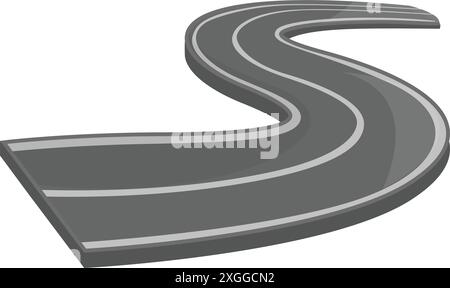 Long, gray road winding its way through the landscape Stock Vector