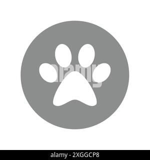 Paw pet print vector icon. Dog footprint in circle symbol. Stock Vector