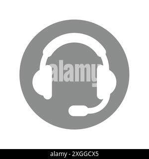 Headset with microphone in circle vector icon. Call center, helpline symbol. Stock Vector