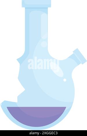 Cracked chemical flask containing purple liquid representing failed science experiment Stock Vector