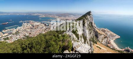 Panorama of The Rock of Gibraltar on a Beautiful Summer Day Stock Photo